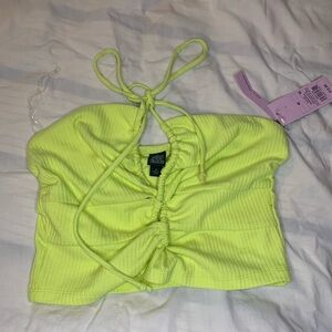 Wild Fable Lime Green Ruched Halter Tank Top